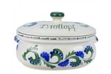 Brottopf in Keramik mit Salzglasur in Keramik mit Salzglasur oval klein Dekor grün-blau