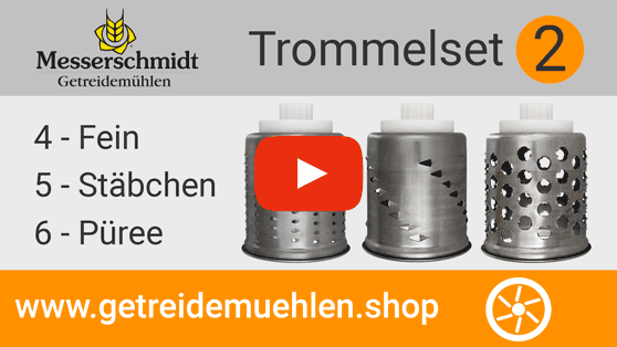 Messerschmidt Trommelset 2 für Raffelvorsätze / Gemüseraffeln