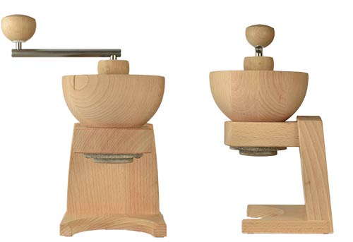 Handmühle MULINO - Getreidemühle mit Handantrieb - von vorne und seitlich