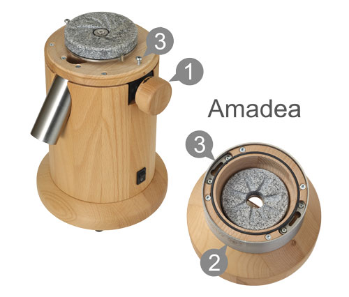 Getreidemühle Salzburger Amadea mit geöffneter Mahlkammer