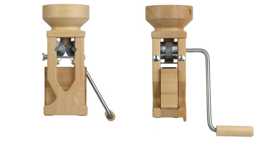 Salzburger Flocker Flockenmeister - Flockenquetsche mit Handantrieb Rückseite und seitlich