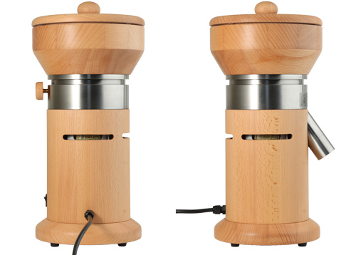 Elektrische Getreidemühle Salzburger MT5 in Buche ohne Kunststoffe von Agrisan Rückseite und seitlich