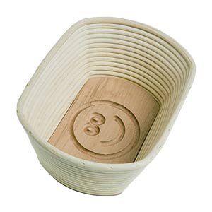 Gärkörbchen / Brotform oval, Motiv SMILEY für 1kg-Brot