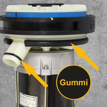 Lagerung der Mahleinheit mit Motor frei auf Vollgummi für leises Mahlen