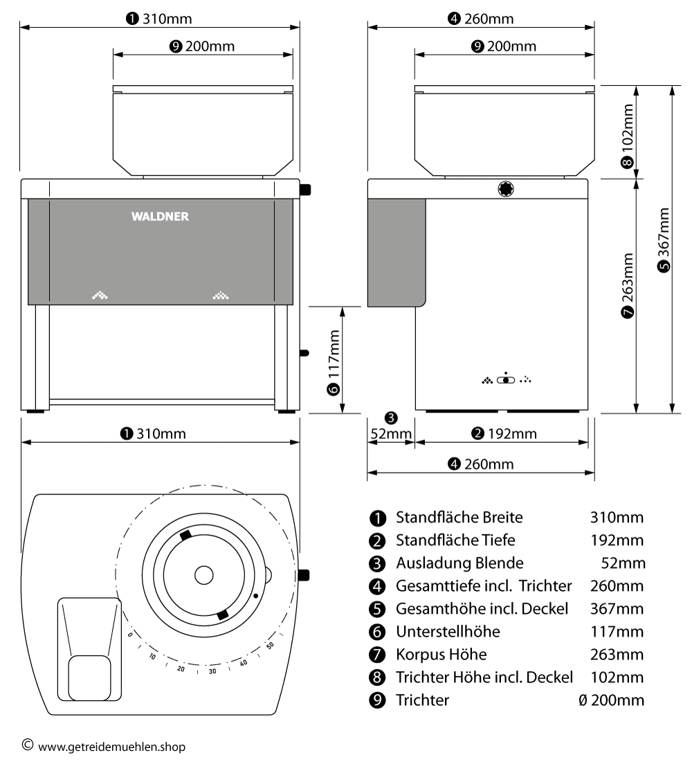 Kombimühle LUIS - Getreidemühle und Flocker im kompakten Gehäuse