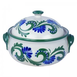 Bild 1 zu Artikel Brottopf Keramik rund Dekor grün-blau 