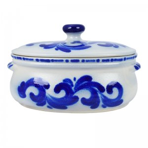 Bild 1 zu Artikel Brottopf Keramik oval klein Dekor blau 