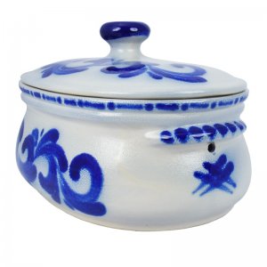 Bild 3 zu Artikel Brottopf Keramik oval klein Dekor blau 