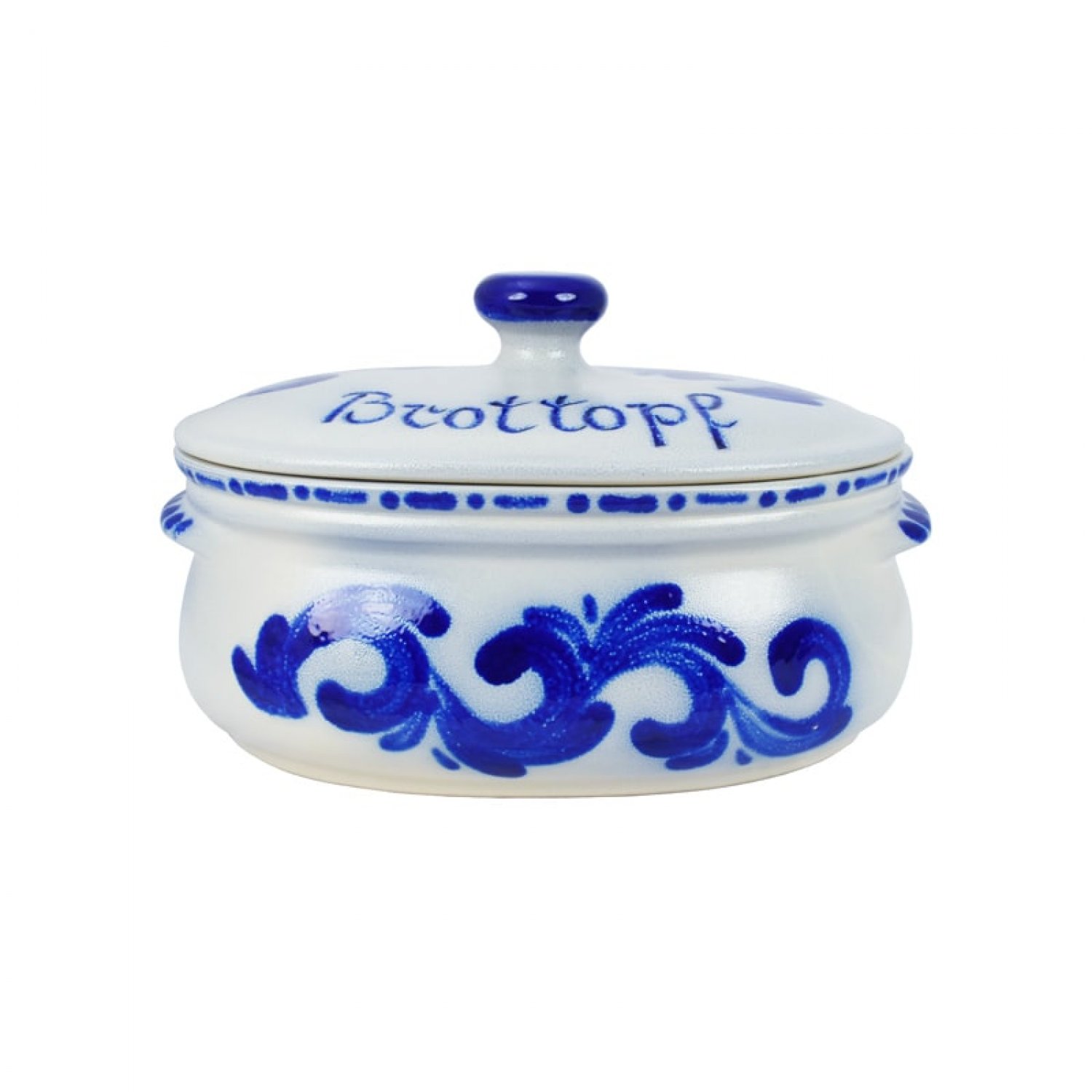 Bild zu Brottopf Keramik oval klein Dekor blau