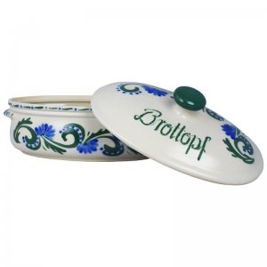 Bild 5 zu Artikel Brottopf Keramik oval groß Dekor grün-blau 